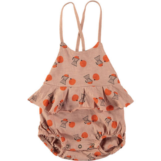 Picnik Peach Orange Pitcher Peplum Romper