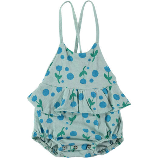 Picnik Blue Flower Print Peplum Romper