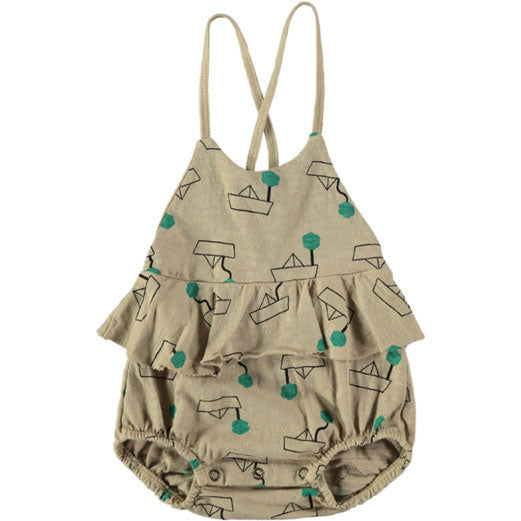 Picnik Camel Sailboat Peplum Romper