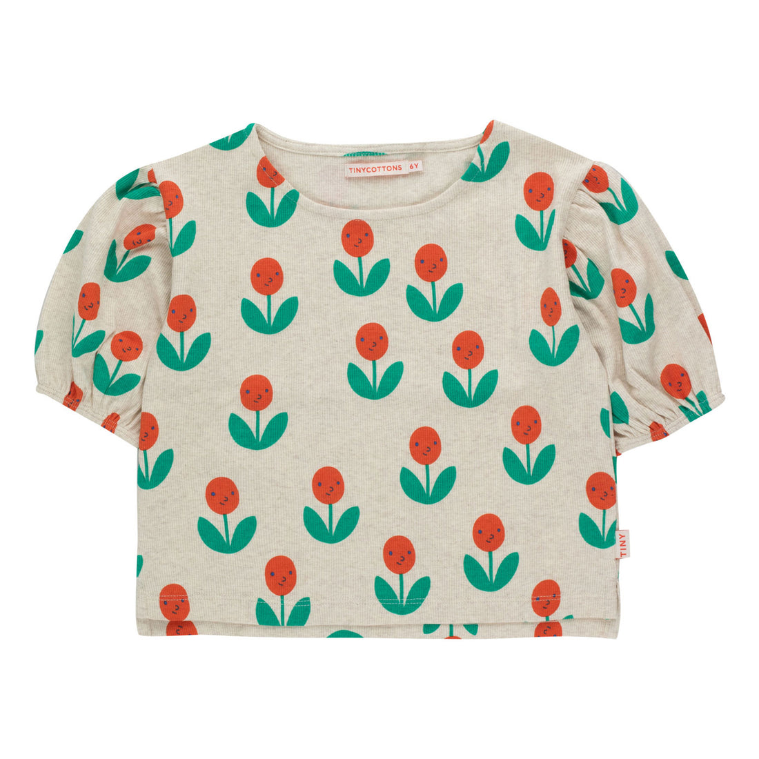 Tiny Cottons Light Cream Heather/Summer Red Peonies Blouse