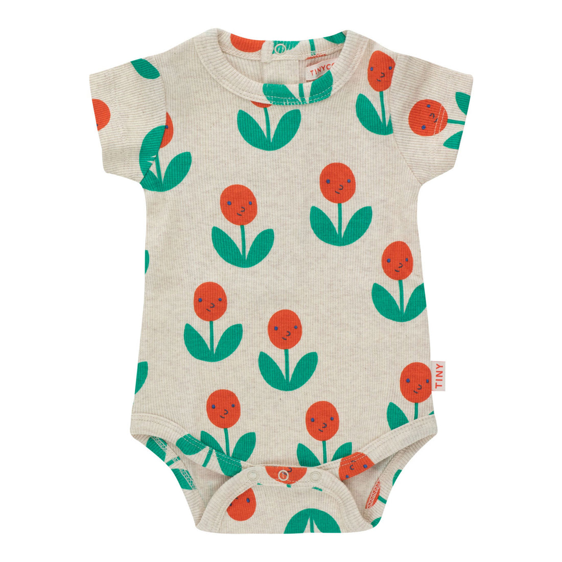 Tiny Cottons Light Cream Heather/Summer Red Peonies Body