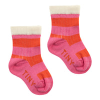 Tiny Cottons Gardenia/Summer Red Big Stripes Medium Socks