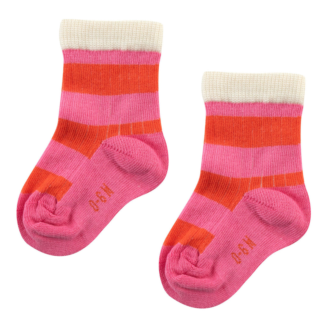 Tiny Cottons Gardenia/Summer Red Big Stripes Medium Socks
