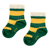 Tiny Cottons Pine Green/Yellow Big Stripes Medium Socks