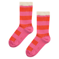 Tiny Cottons Gardenia/Summer Red Big Stripes Medium Socks