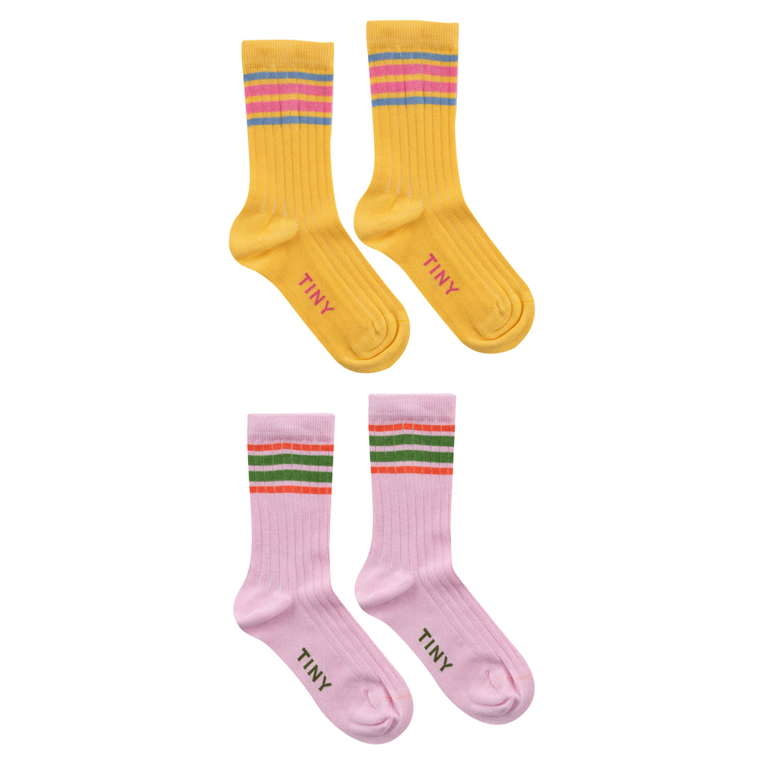 Tiny Cottons Light Violet/Yellow Stripes Medium Pack Socks