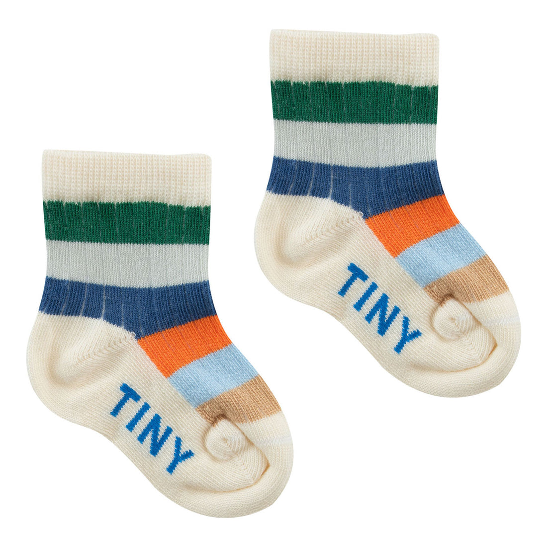 Tiny Cottons Tangerine/Almond/Pistachio Multicolor Stripes Medium Socks