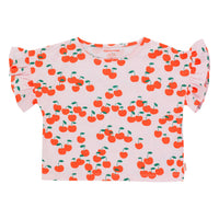 Tiny Cottons Light Pink/Summer Red Cherries Frills Tee