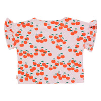 Tiny Cottons Light Pink/Summer Red Cherries Frills Tee
