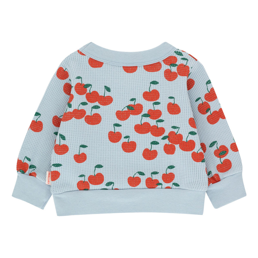 Tiny Cottons Washed Blue/Summer Red Cherries Baby Sweatshirt