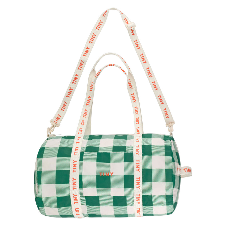 Tiny Cottons Light Cream/Pine Green Check Duffel