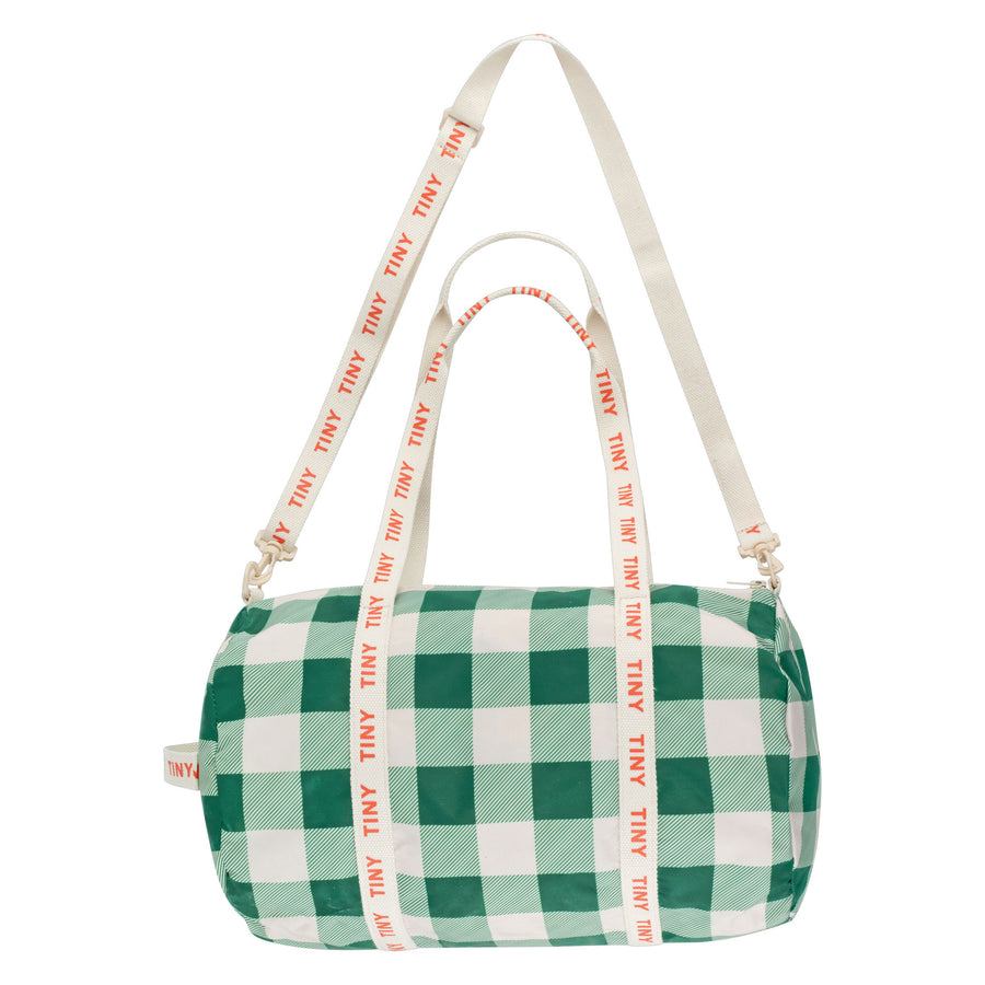 Tiny Cottons Light Cream/Pine Green Check Duffel