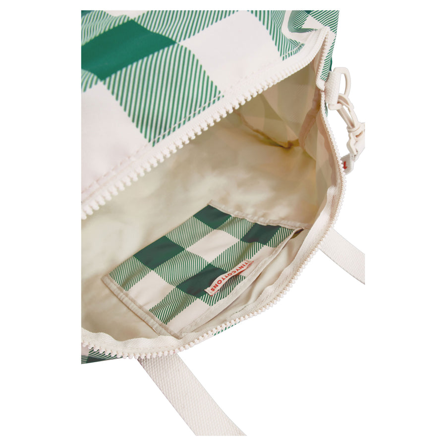 Tiny Cottons Light Cream/Pine Green Check Duffel