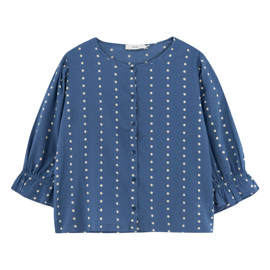 Tiny Cottons Light Navy Stars Printed Blouse