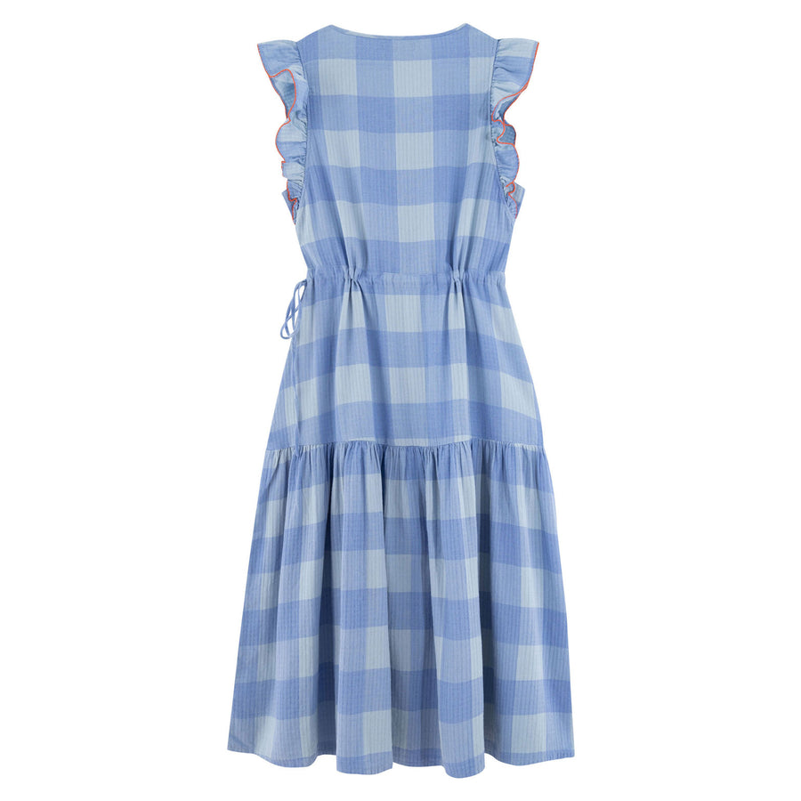 Tiny Cottons Dark Washed Blue/Ultramarine Check Dress