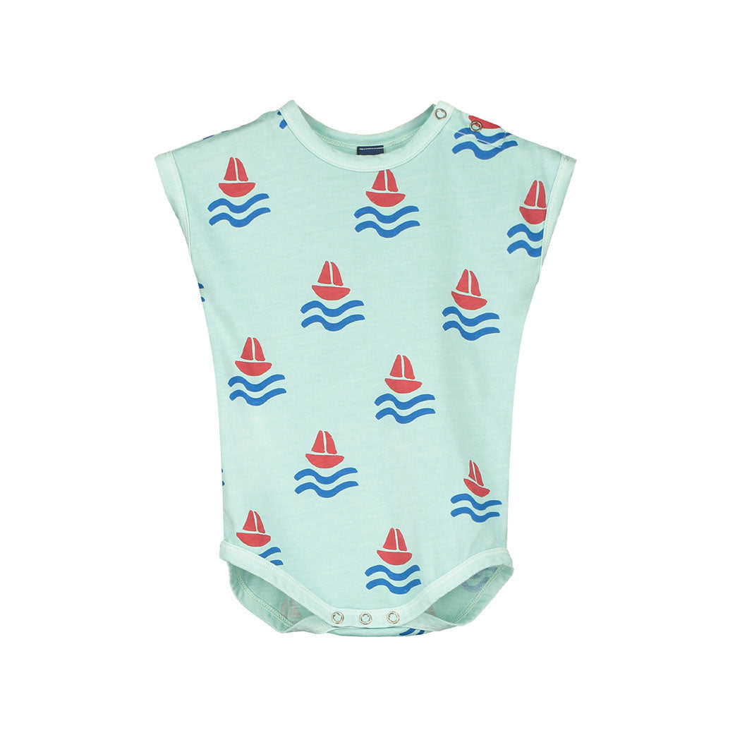 Bonmot Dusty Aqua Allover Boats Bodysuit