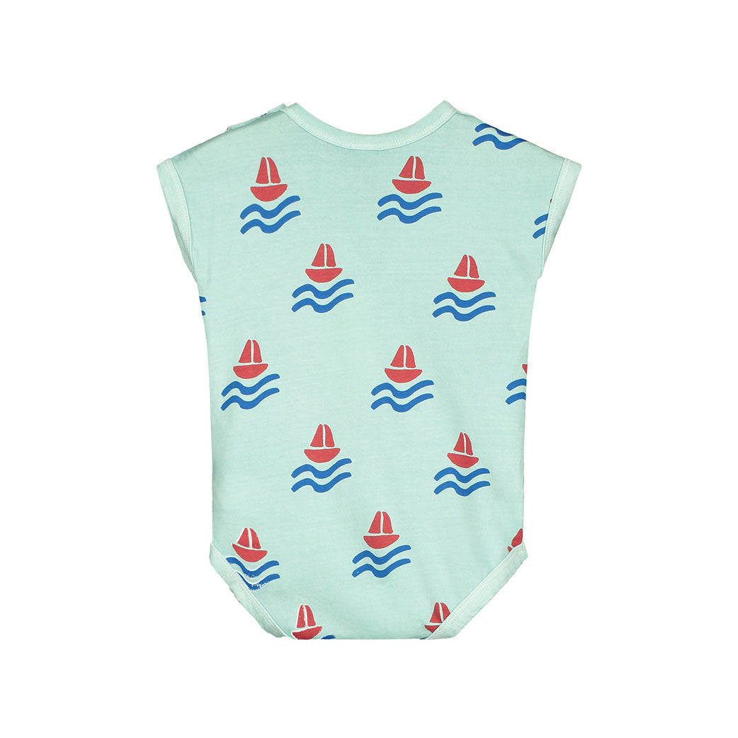 Bonmot Dusty Aqua Allover Boats Bodysuit