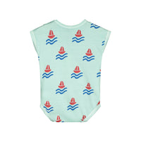 Bonmot Dusty Aqua Allover Boats Bodysuit