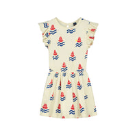 Bonmot Ivory Boats Terry Frill Dress