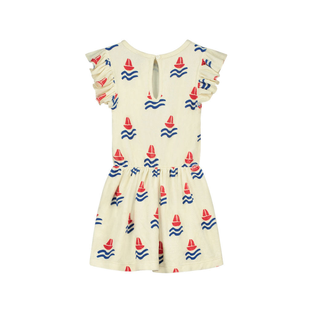 Bonmot Ivory Boats Terry Frill Dress