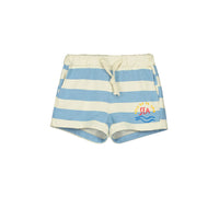 Bonmot Light Blue Allover Stripes Fleece Shorts