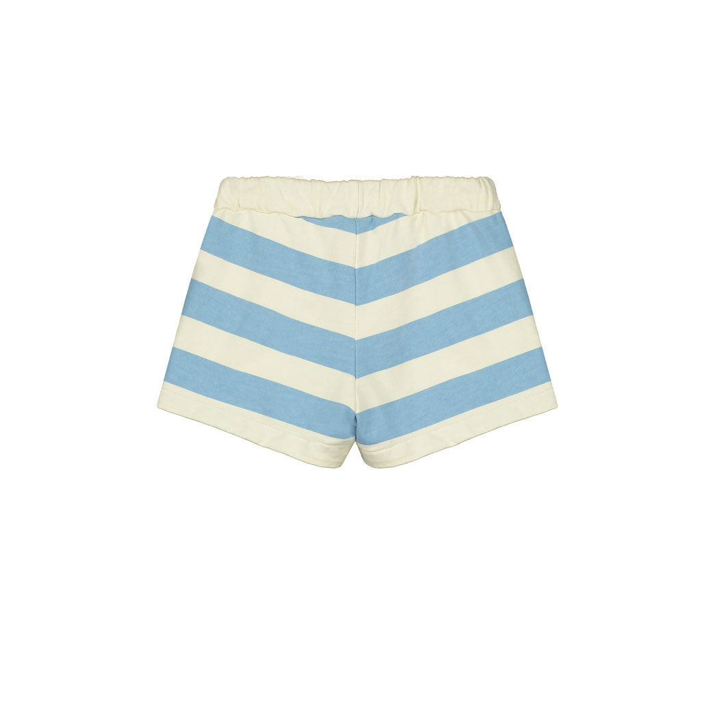 Bonmot Light Blue Allover Stripes Fleece Shorts