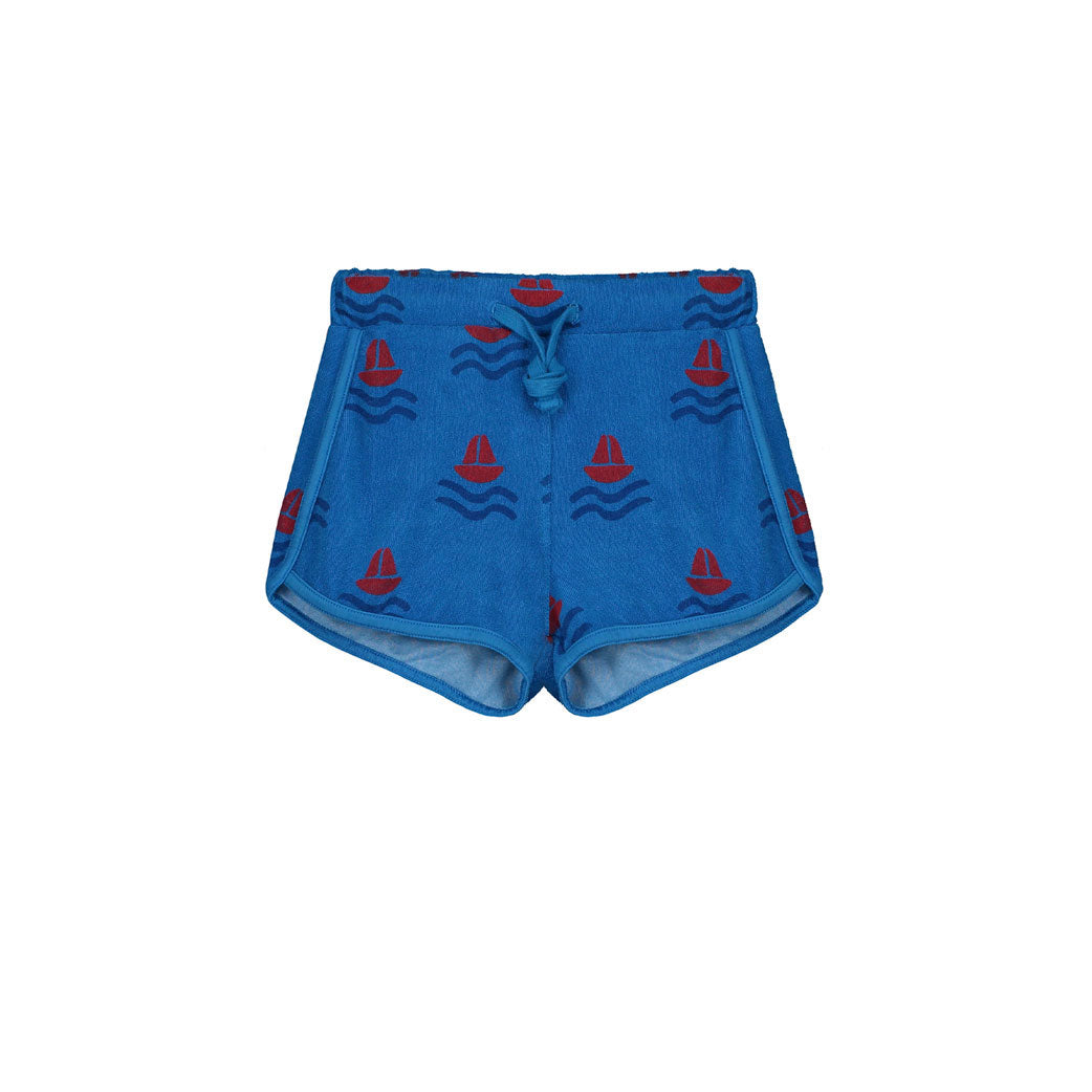 Bonmot Fresh Blue Allover Boats Terry Shorts