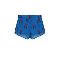 Bonmot Fresh Blue Allover Boats Terry Shorts
