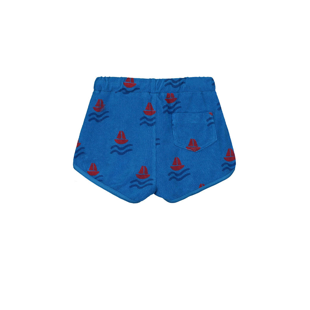 Bonmot Fresh Blue Allover Boats Terry Shorts