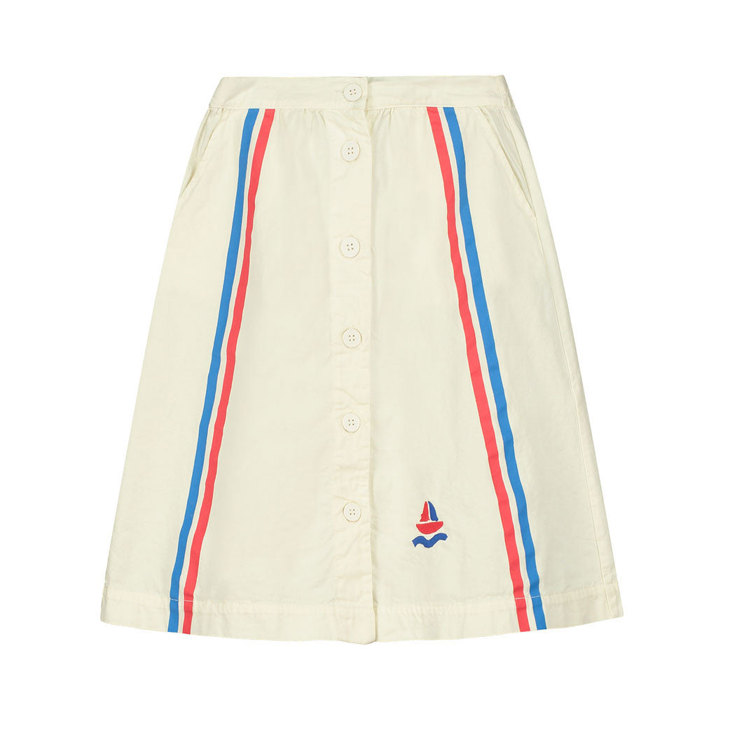 Bonmot Ivory Side Stripes Long Skirt