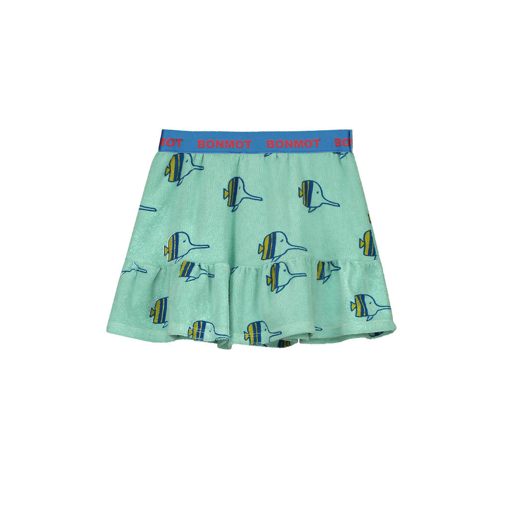 Bonmot Dusty Aqua Fishes Terry Skirt