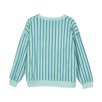 Bonmot Dusty Aqua Terry Stripes Sweatshirt