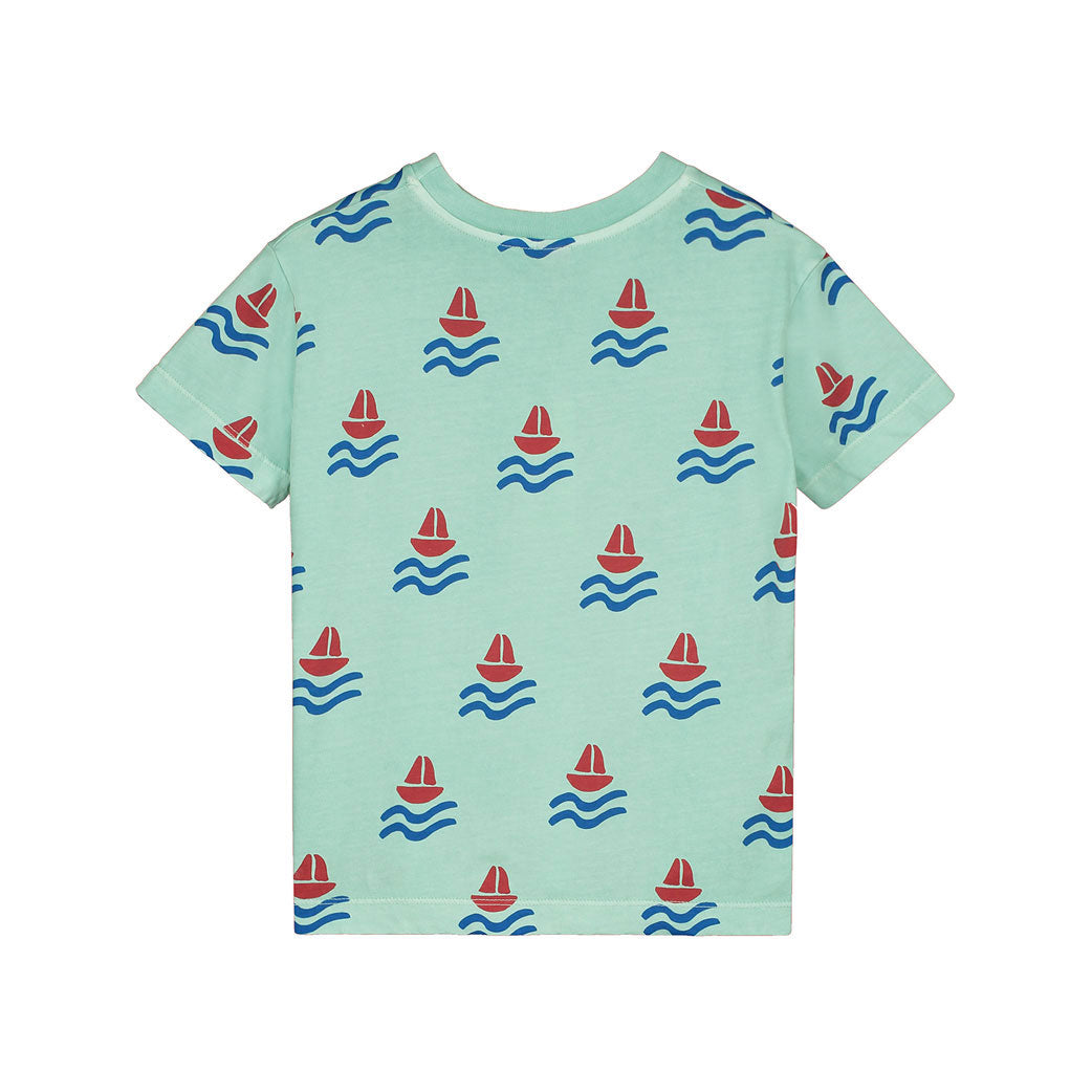 Bonmot Dusty Aqua Allover Boats T-shirt