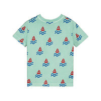 Bonmot Dusty Aqua Allover Boats T-shirt