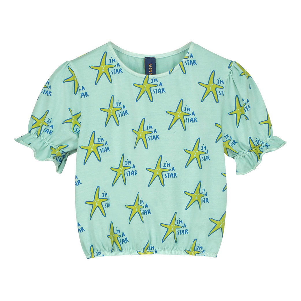 Bonmot Dusty Aqua Crop Starts T-shirt