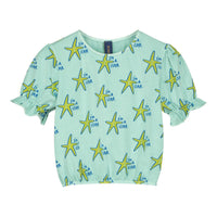Bonmot Dusty Aqua Crop Starts T-shirt
