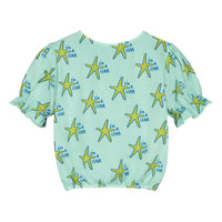 Bonmot Dusty Aqua Crop Starts T-shirt