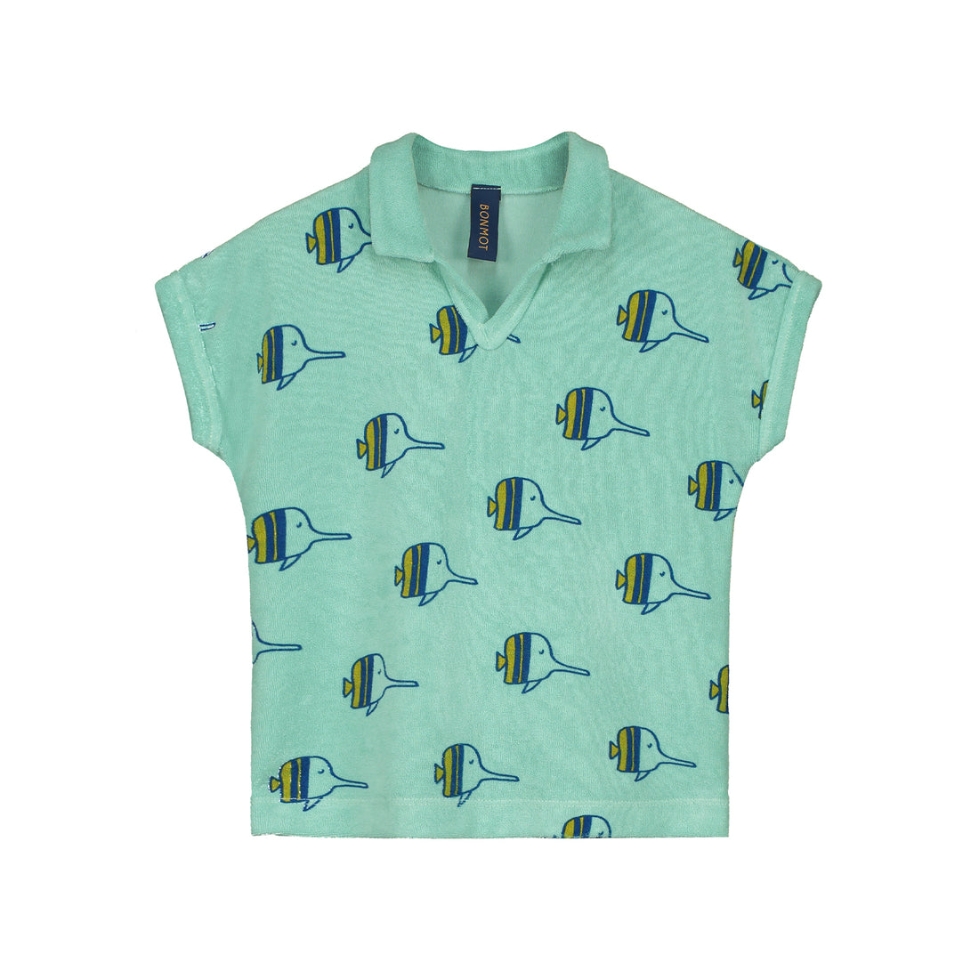 Bonmot Dusty Aqua Fishes Terry T-shirt