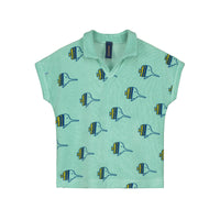 Bonmot Dusty Aqua Fishes Terry T-shirt