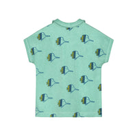 Bonmot Dusty Aqua Fishes Terry T-shirt