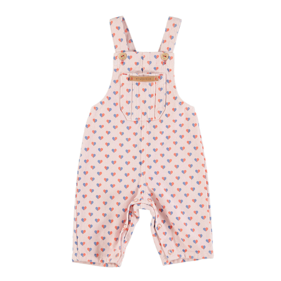Piupiuchick Light Pink Hearts AO Baby Dungarees