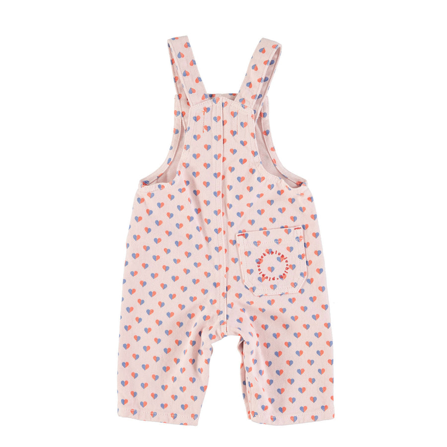 Piupiuchick Light Pink Hearts AO Baby Dungarees
