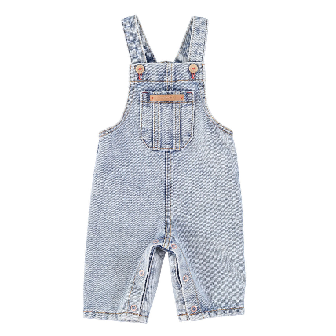 Piupiuchick Washed Blue Denim Baby Dungarees