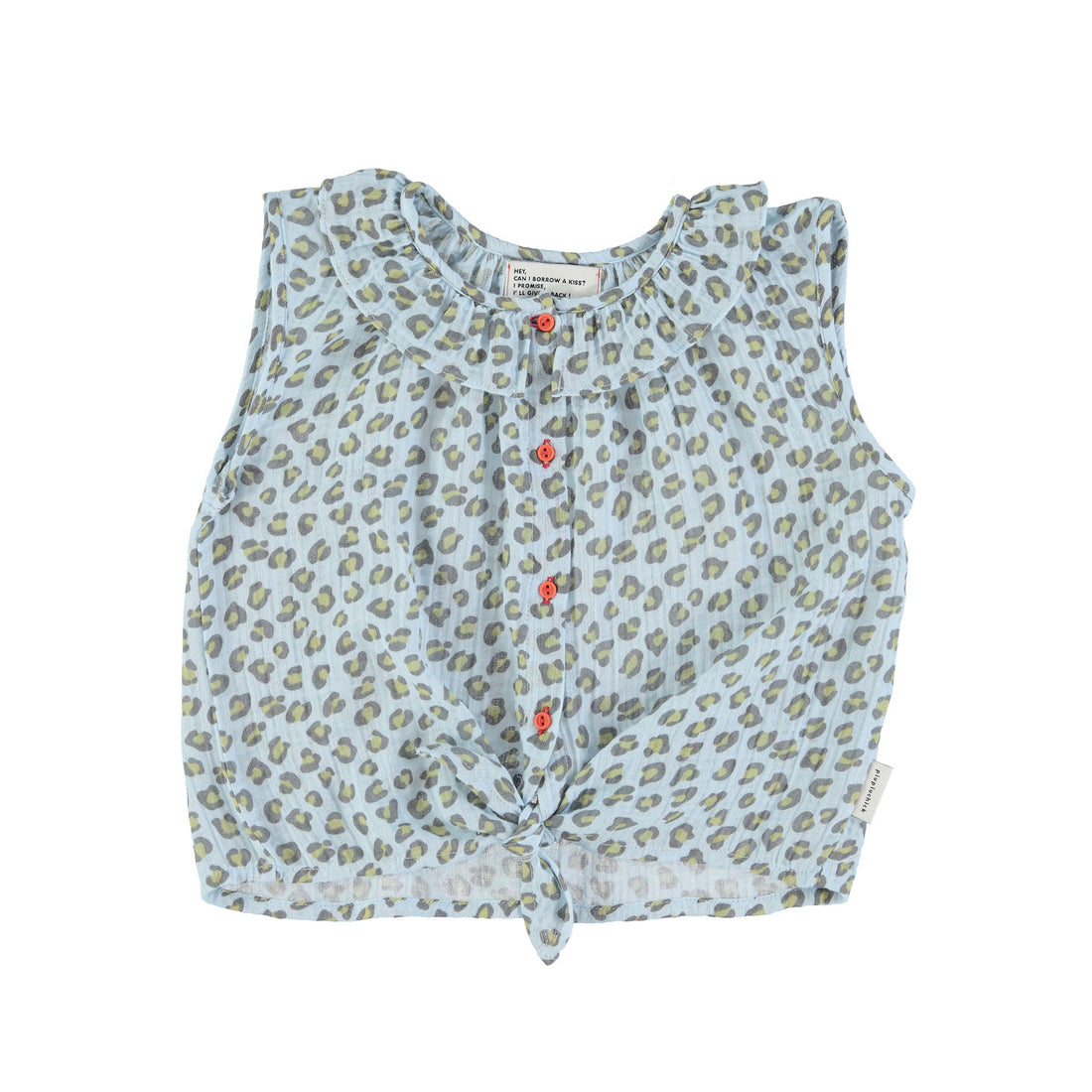 Piupiuchick Light Blue Animal Print Sleeveless Shirt