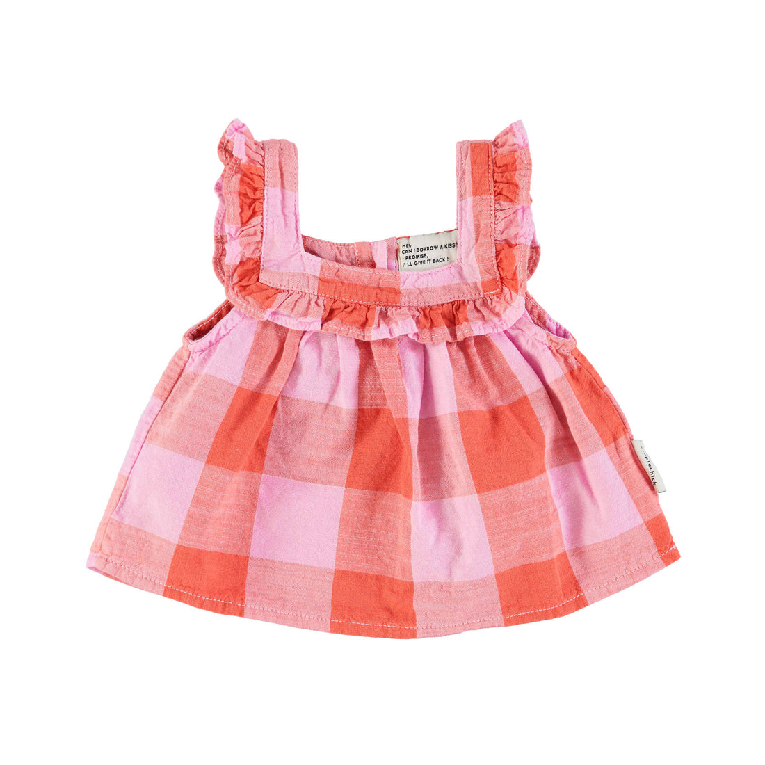 Piupiuchick Lilac Checkered Sleeveless Baby  Blouse