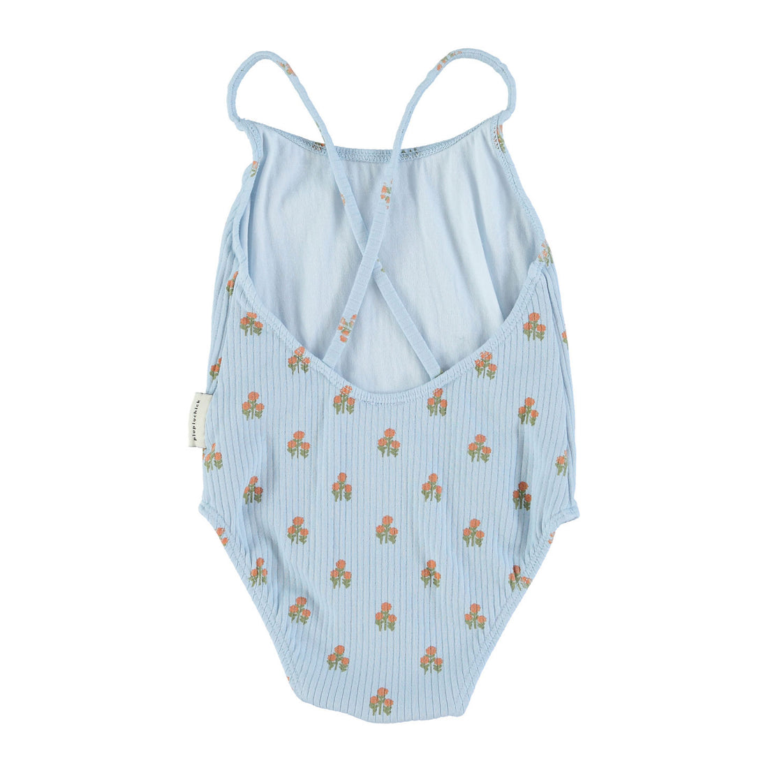 Piupiuchick Light Blue Flowers AO Crossed Strap Swimsuit