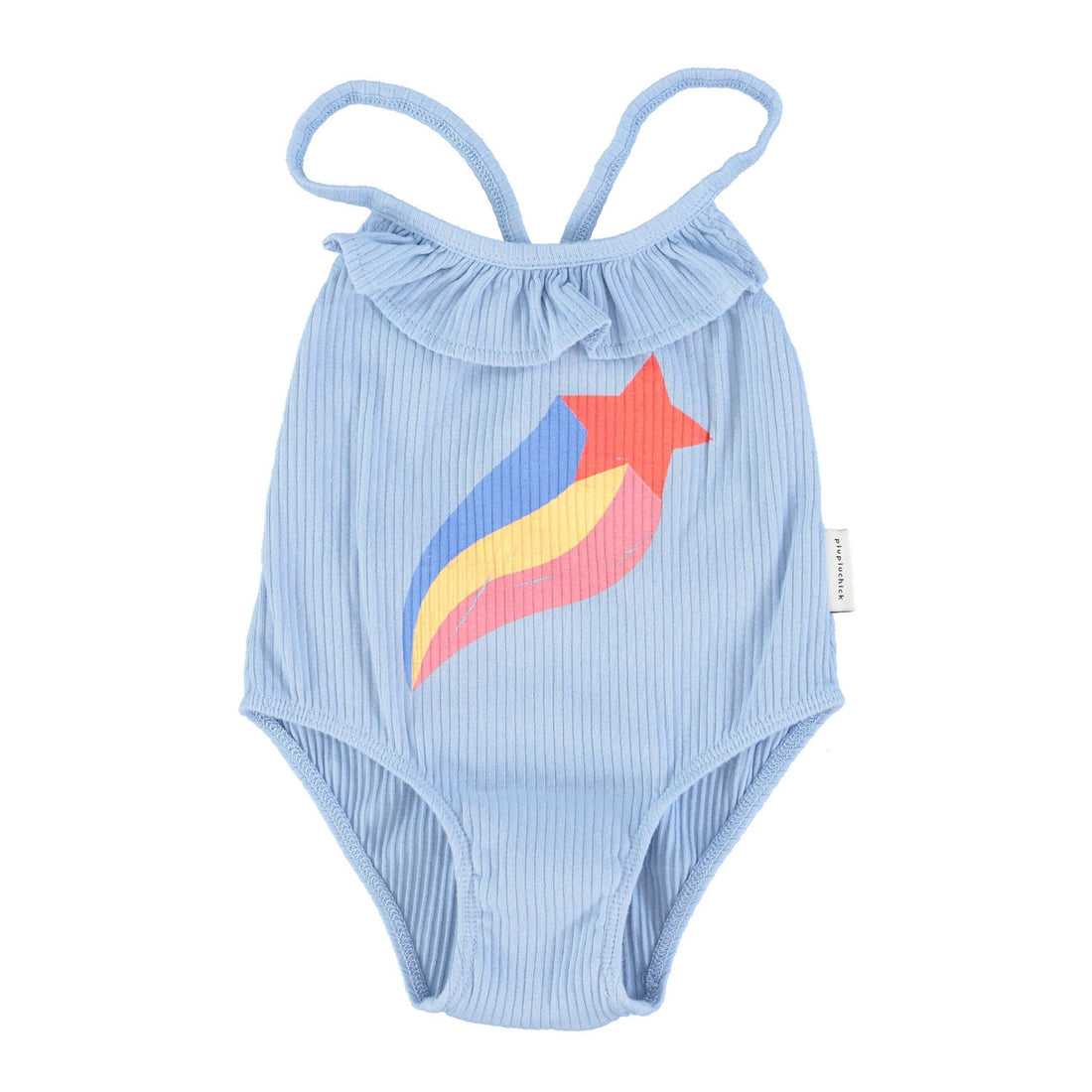 Piupiuchick Blue Star Print Ruffle Swimsuit