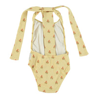 Piupiuchick Light Yellow Flowers AO Back Bow Swimsuit