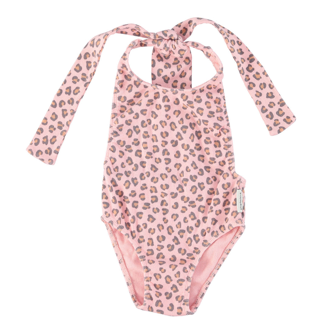 Piupiuchick Light Pink Animal Print Back Bow Swimsuit