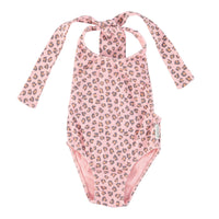 Piupiuchick Light Pink Animal Print Back Bow Swimsuit